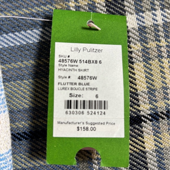 NWT Lilly Pulitzer Hyacinth Skirt Flutter Blue Lurex Boucle Stripe - Picture 4 of 8